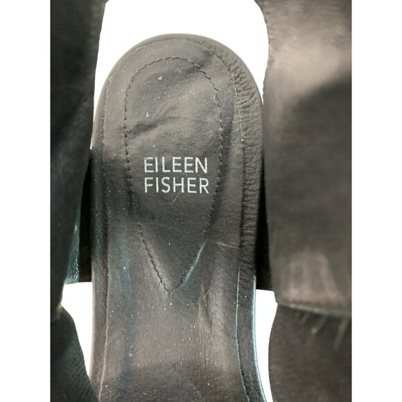 Eileen Fisher Women's Black Sandals Size 8.5 Ankle Strap Flat 7451 - Picture 5 of 11